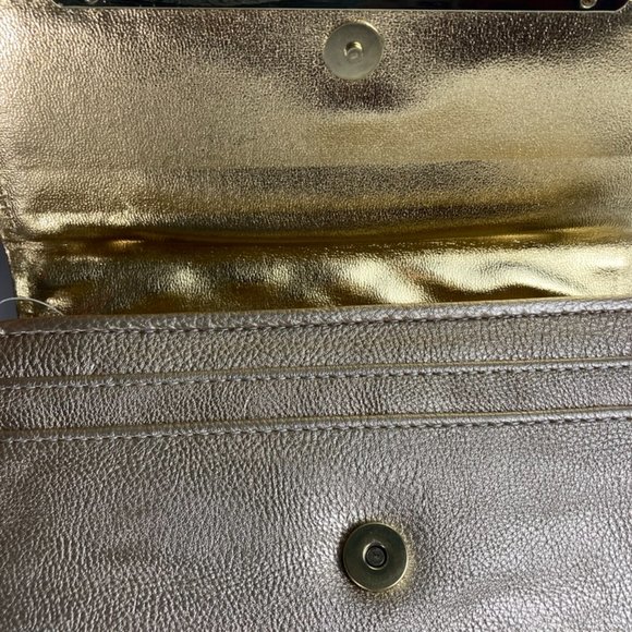 Evening Party Fold over Flap Clutch Crossbody Gold - Picture 3 of 5